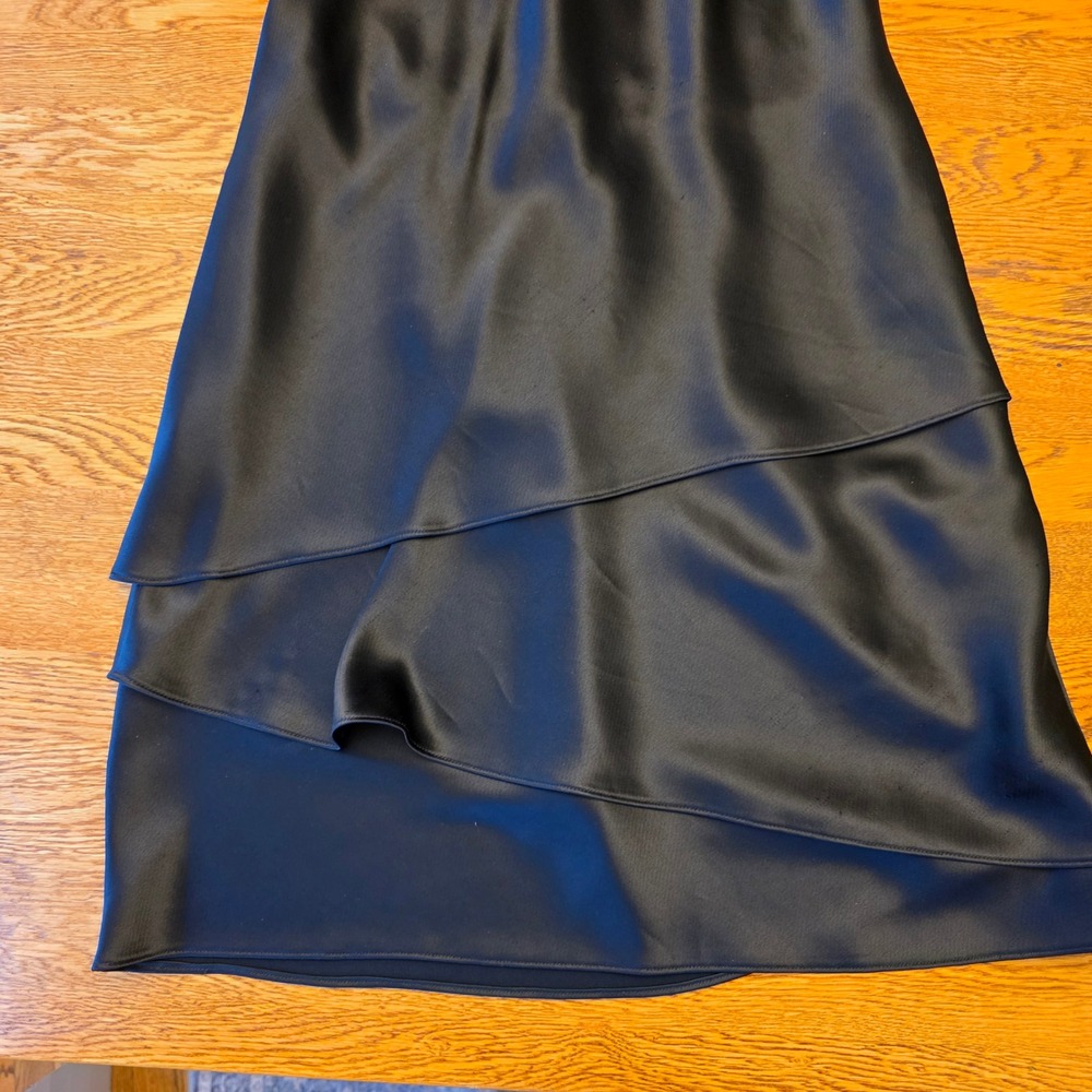 Jones New York Black Halter Tiered Cocktail Dress Size 8 Satin‎ Formal Midi - Picture 10 of 13